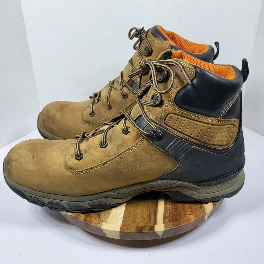 Timberland PRO Hypercharge Mens 14M Waterproof Soft Toe Work Boots Brown A1Q56‎